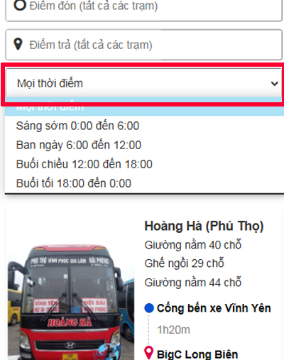 Ảnh minh họa lọc giờ đi